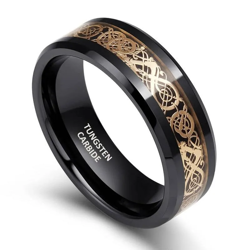 Celtic Dragon Men's Tungsten Carbide Wedding Band