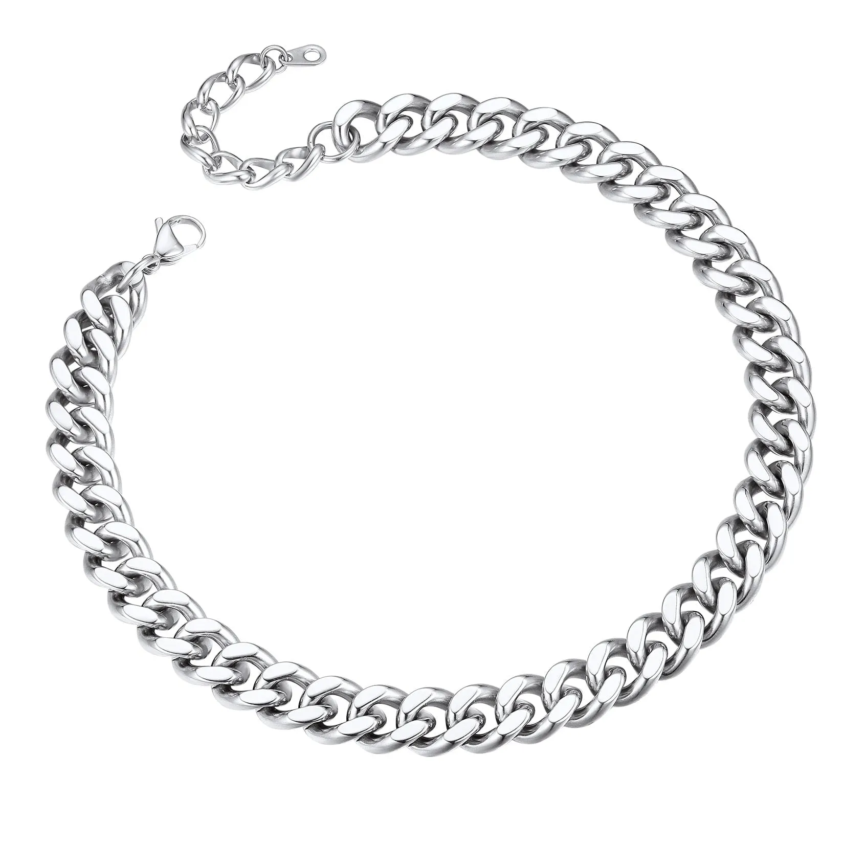 ChainsPro Mens Necklace Cuban Chain Choker 12mm 14 inch Stainless Steel Choker Neck Chains for Men