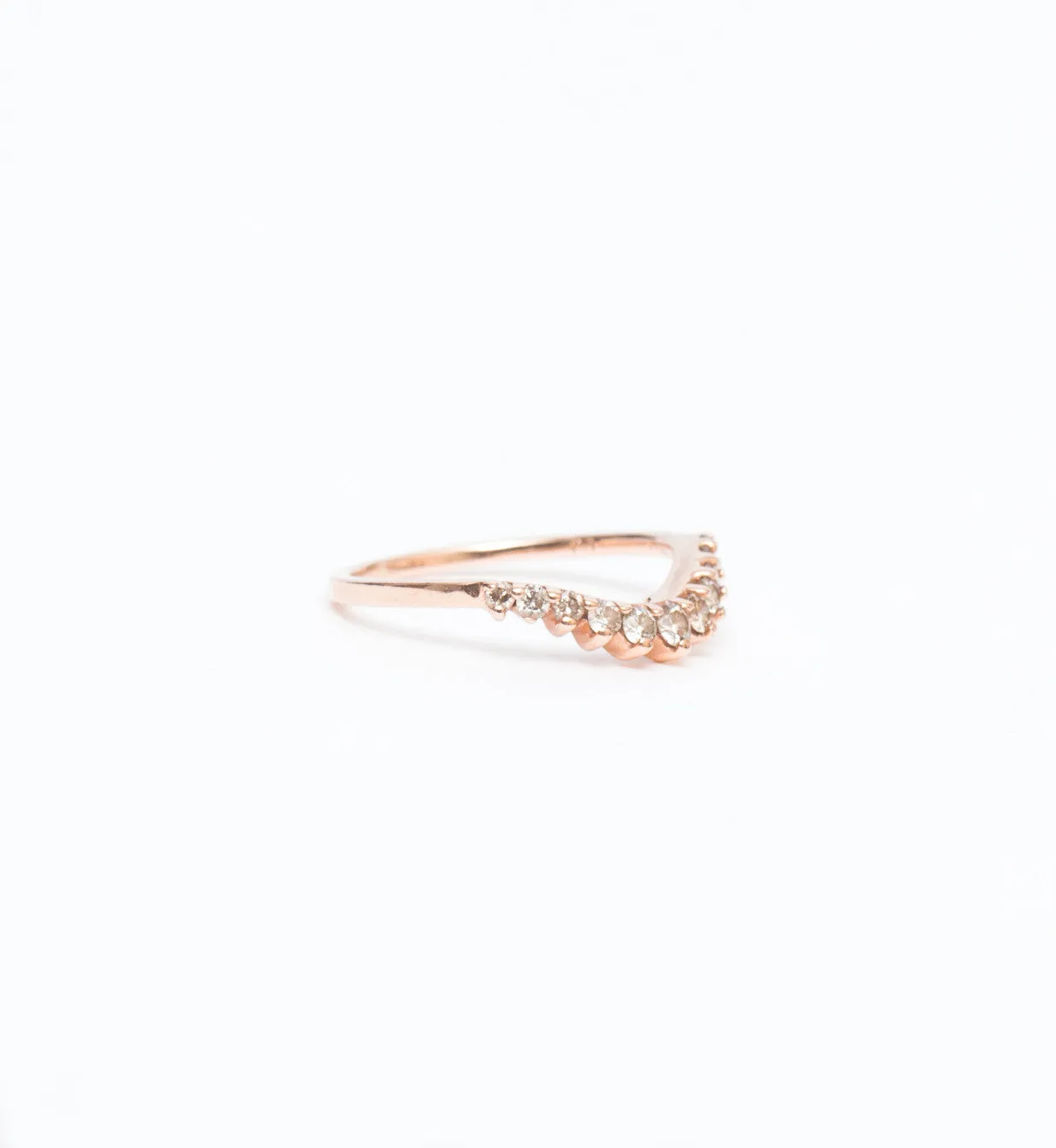 Champagne Diamond Tiara Curve Band - 14k Rose Gold