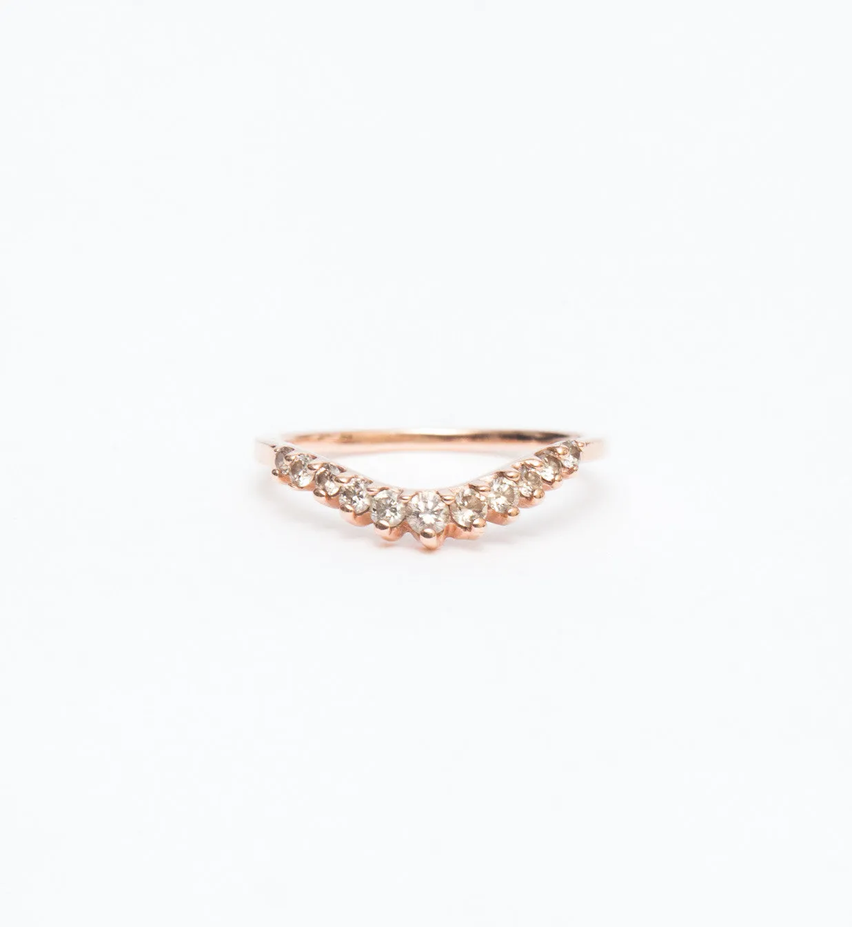 Champagne Diamond Tiara Curve Band - 14k Rose Gold