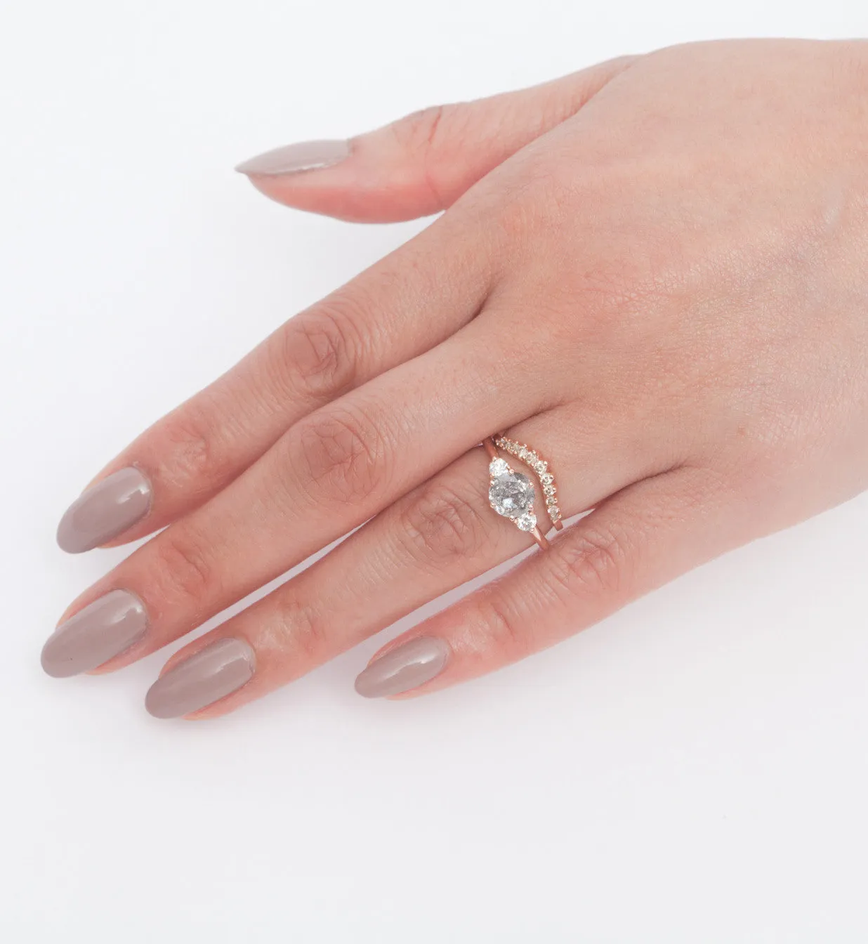 Champagne Diamond Tiara Curve Band - 14k Rose Gold