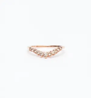 Champagne Diamond Tiara Curve Band - 14k Rose Gold