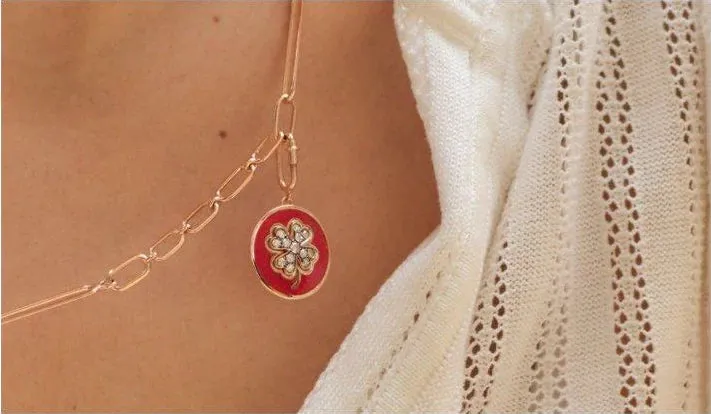 Charm Rusty Red Clover Diamonds