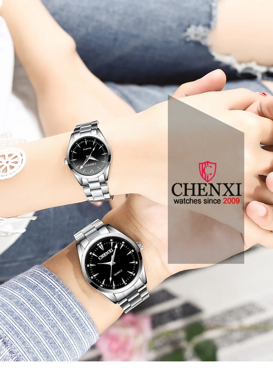 CHENXI New Quartz Mens Watches Waterproof Top Brand Luxury Business Watch for Men Women Stainless Steel Sports Wristwatches