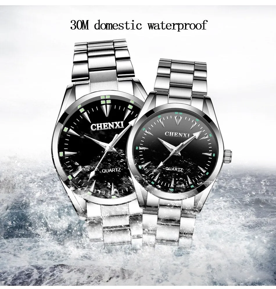 CHENXI New Quartz Mens Watches Waterproof Top Brand Luxury Business Watch for Men Women Stainless Steel Sports Wristwatches