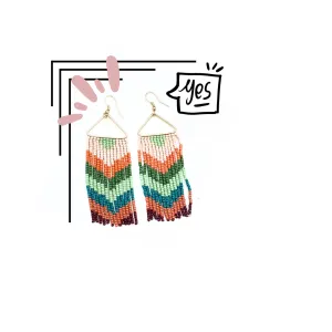 Chevron Design Seed Bead Fringe Earrings