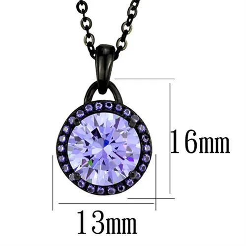 CJ2525 Wholesale Women's Stainless Steel IP Black AAA Grade CZ Light Amethyst Chain Pendant