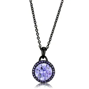 CJ2525 Wholesale Women's Stainless Steel IP Black AAA Grade CZ Light Amethyst Chain Pendant