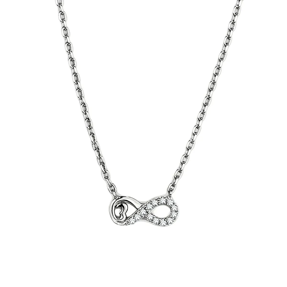CJ2885 Wholesale Women's Stainless Steel High polished AAA Grade CZ Clear Infinity Necklace