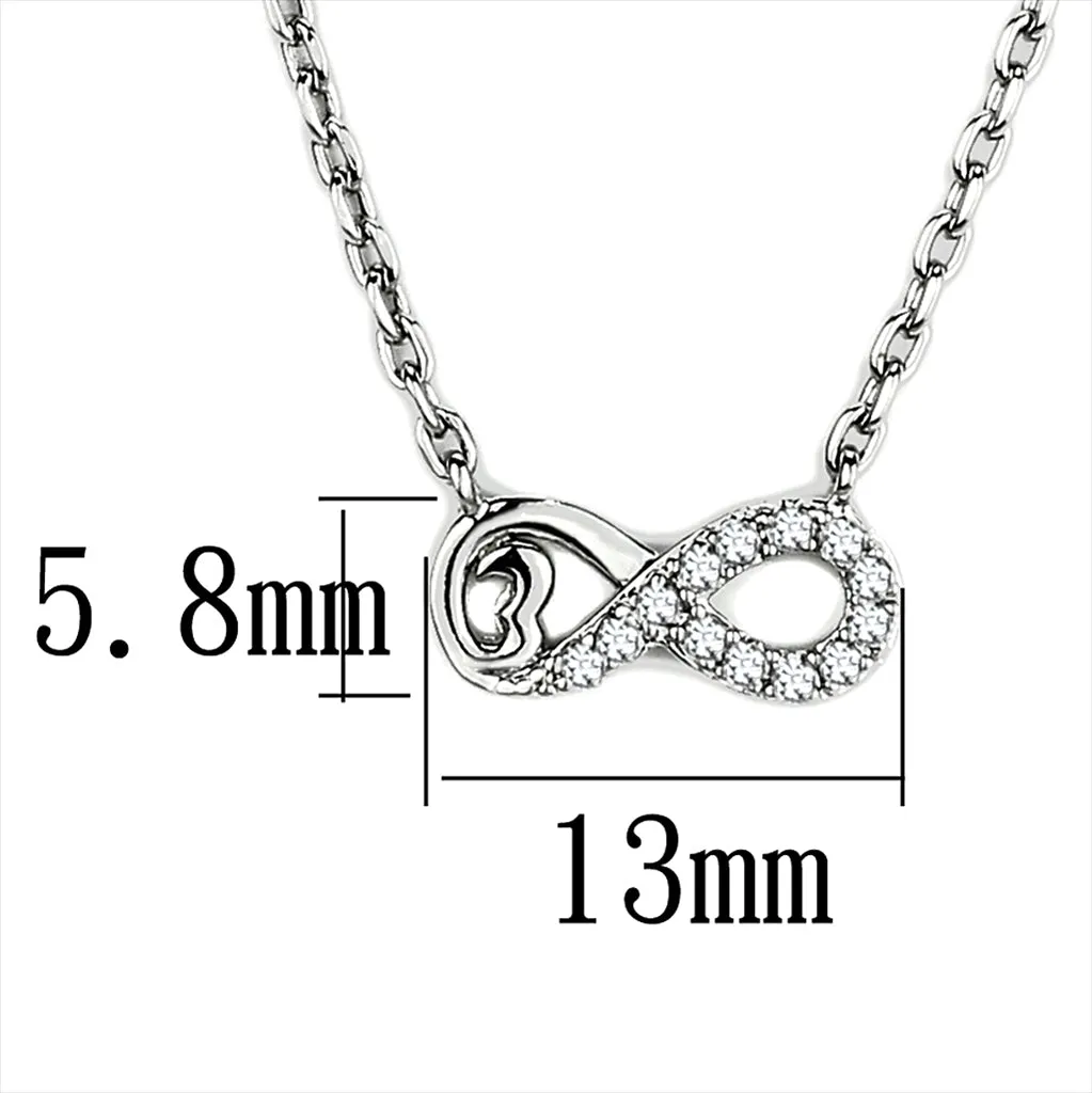 CJ2885 Wholesale Women's Stainless Steel High polished AAA Grade CZ Clear Infinity Necklace