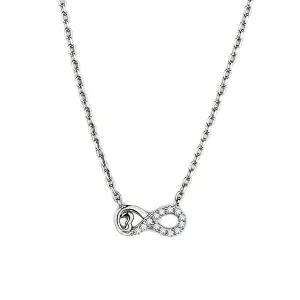 CJ2885 Wholesale Women's Stainless Steel High polished AAA Grade CZ Clear Infinity Necklace