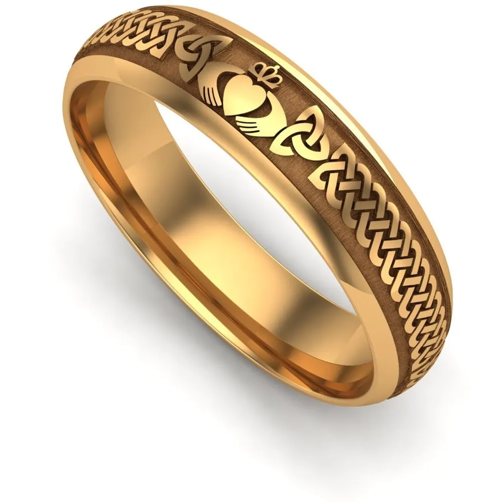 Claddagh Wedding Ring UCL1-14Y5LIGHT - 14K Yellow Gold LIGHT WEIGHT