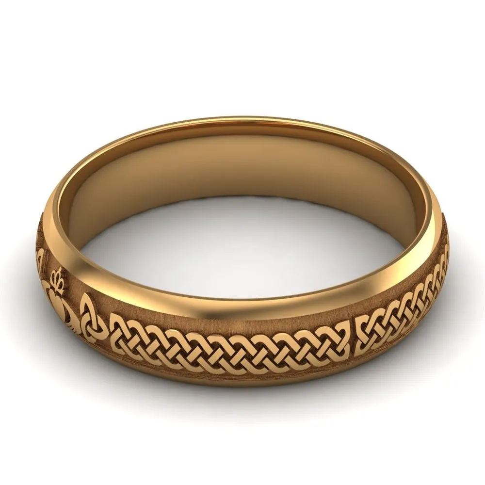 Claddagh Wedding Ring UCL1-14Y5LIGHT - 14K Yellow Gold LIGHT WEIGHT