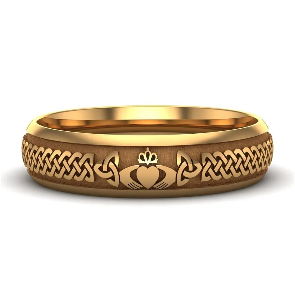 Claddagh Wedding Ring UCL1-14Y5LIGHT - 14K Yellow Gold LIGHT WEIGHT