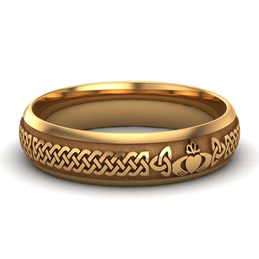 Claddagh Wedding Ring UCL1-14Y5LIGHT - 14K Yellow Gold LIGHT WEIGHT