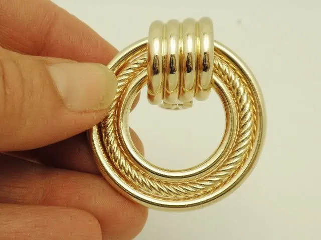 Classic 14K Gold Triple Hoop Roped Earrings