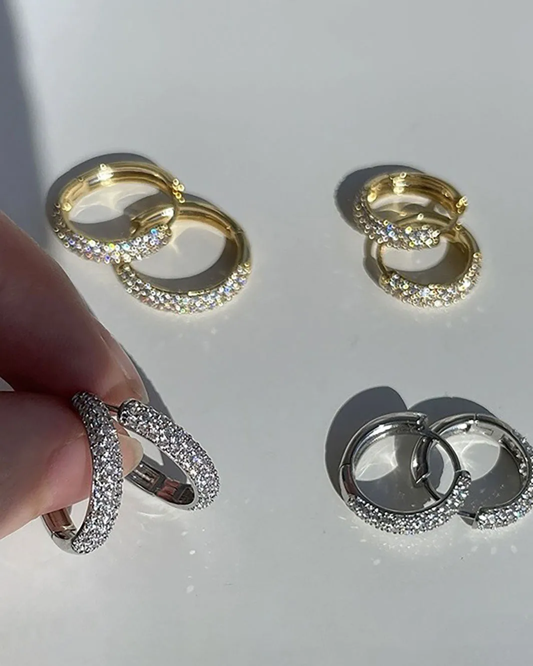 Classic Diamante Pave Hoop Earrings