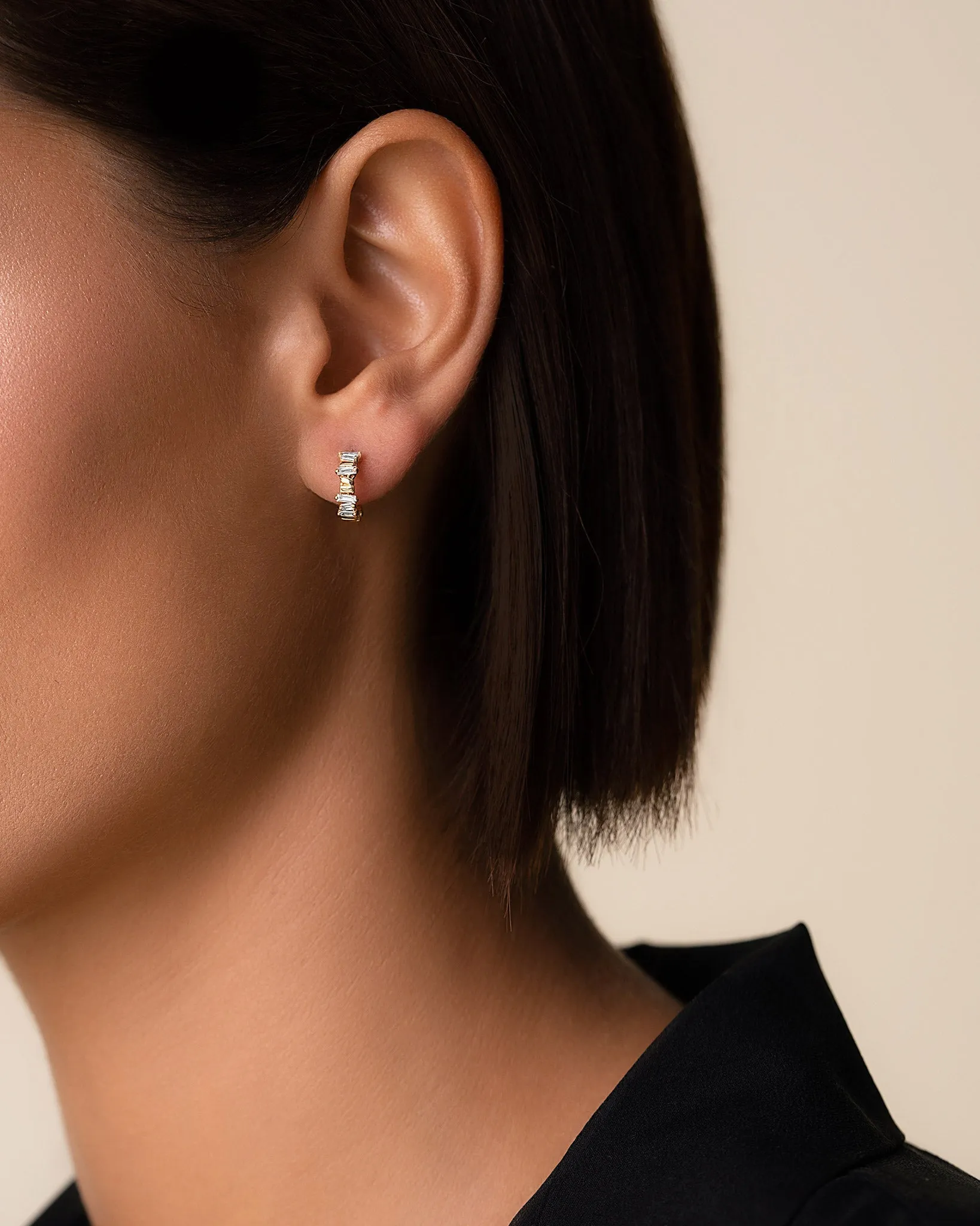Classic Diamond & Gold Mini Hoops