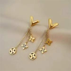 Classic Gold Plated Floral Dangle Earrings