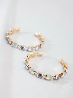Classic Large Rhinestone Hoop Earrings
