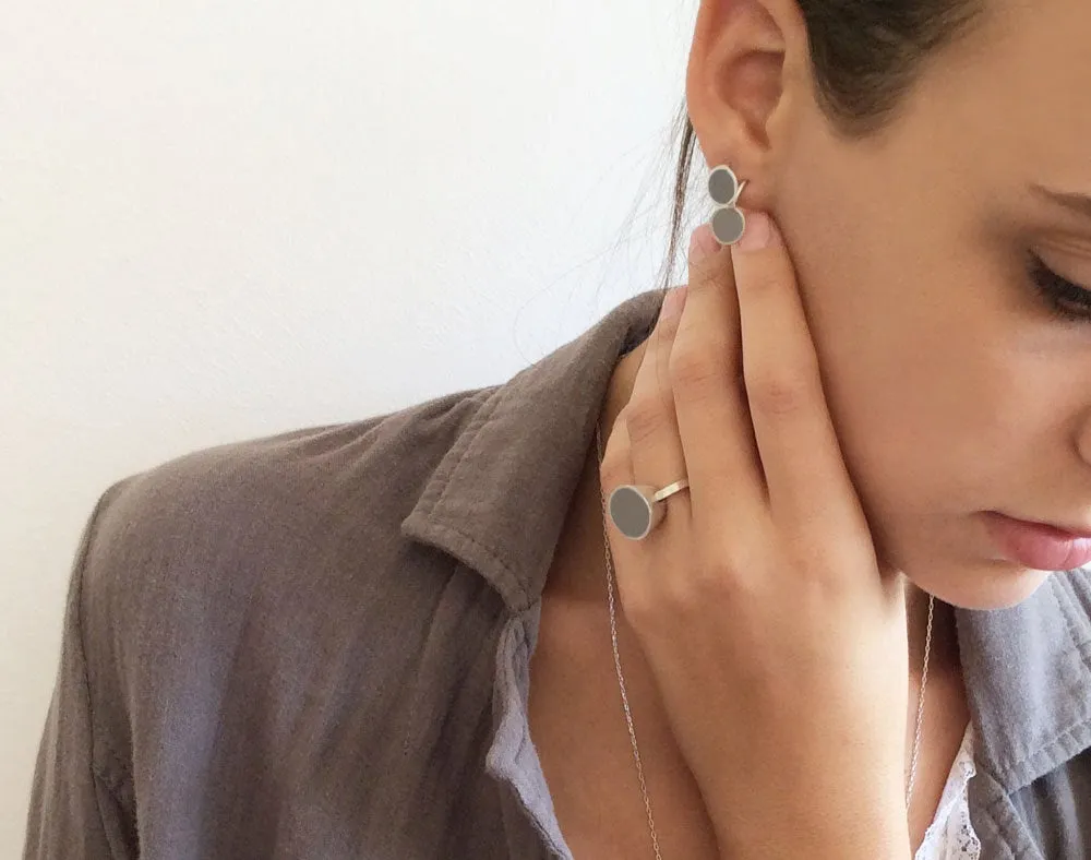Classic round gold & concrete Dangle earrings