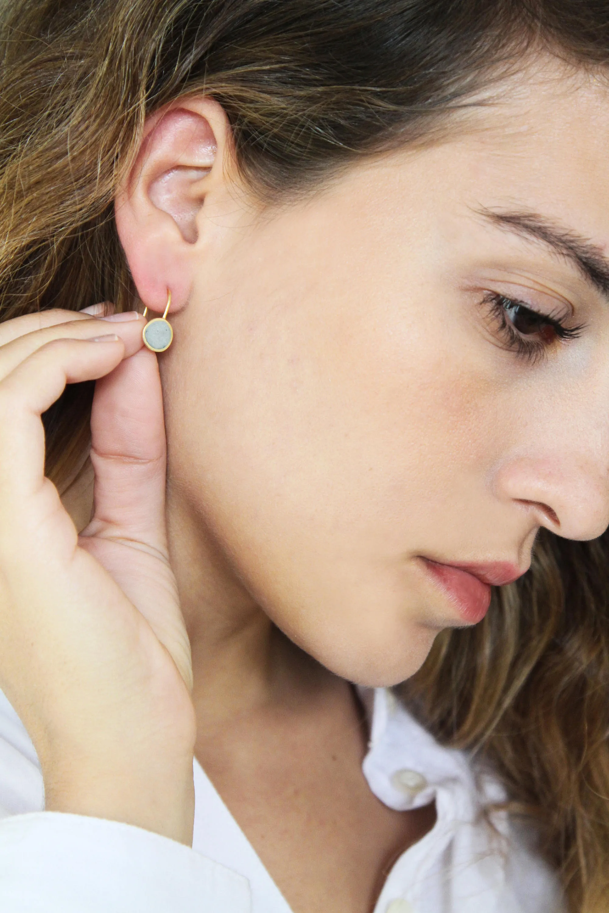 Classic round gold & concrete Dangle earrings
