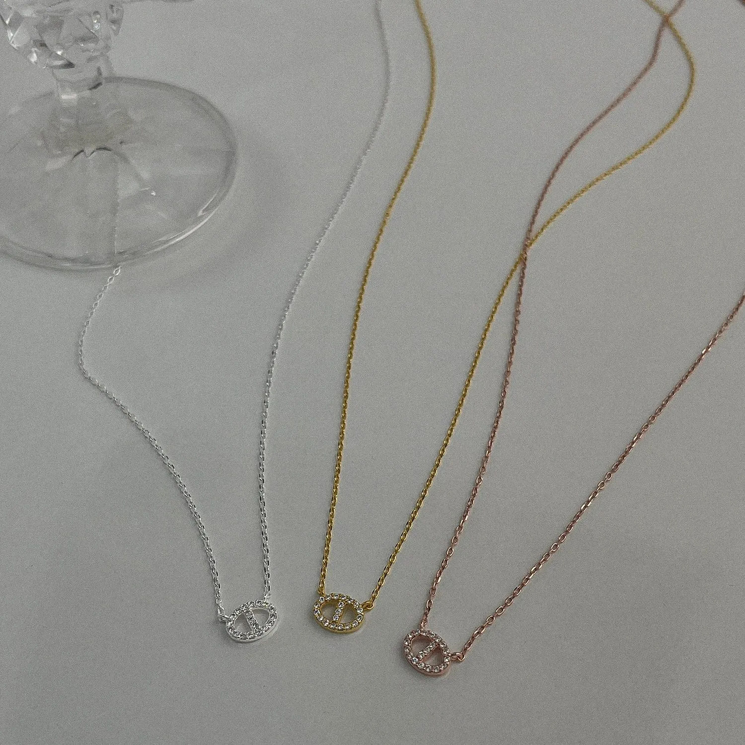 Classy Oval Cubic Sterling Silver Necklace