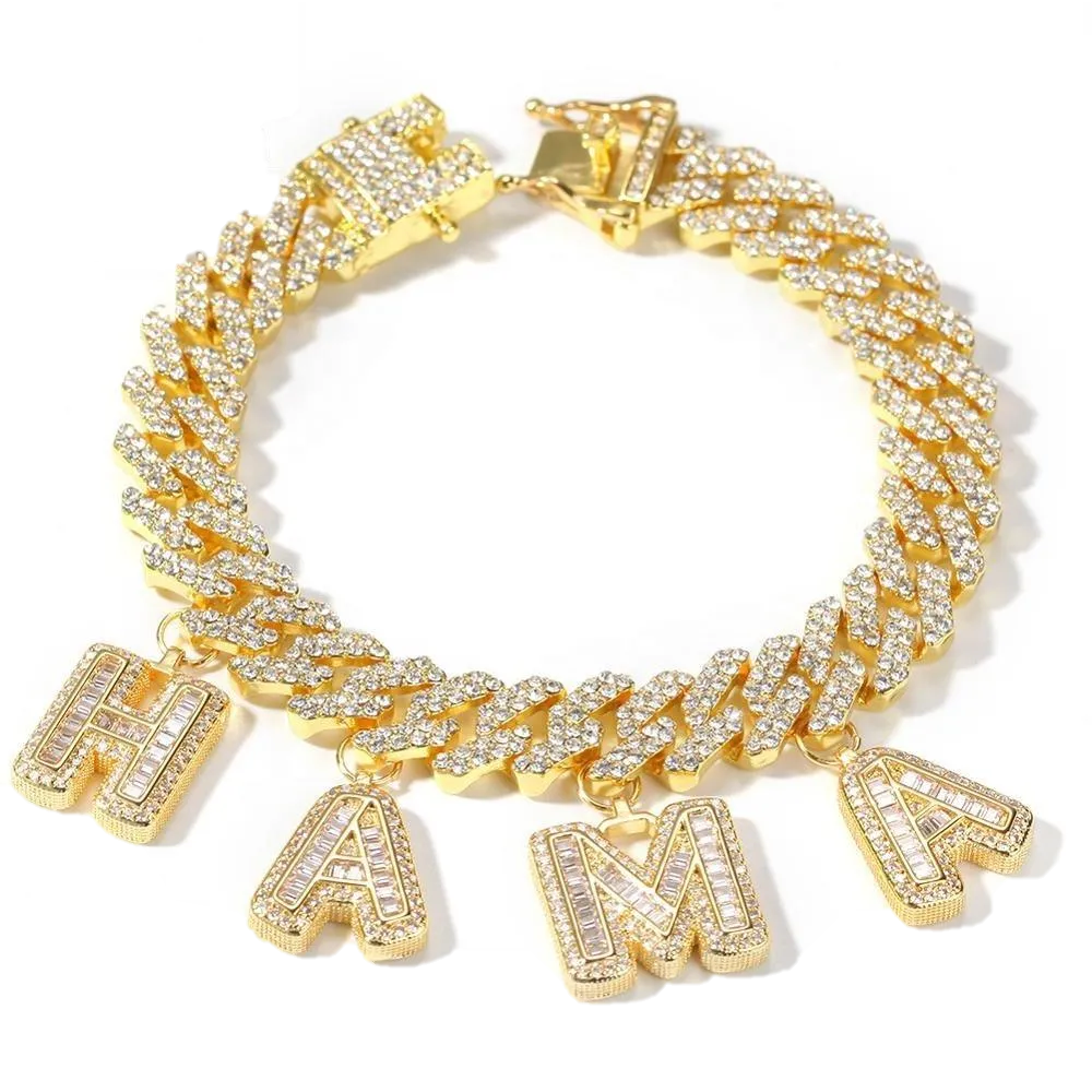 Claude Custom Cuban Link With Baguette Letters Bracelet