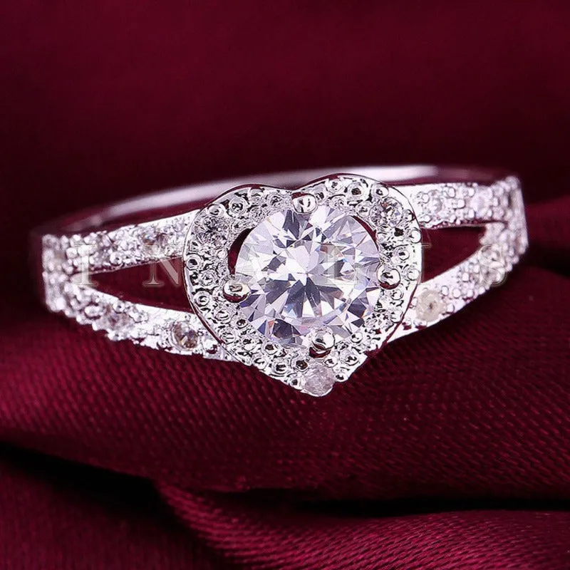 Clear Zircon Gemstone Ring Silver For Women Wedding Jewelry