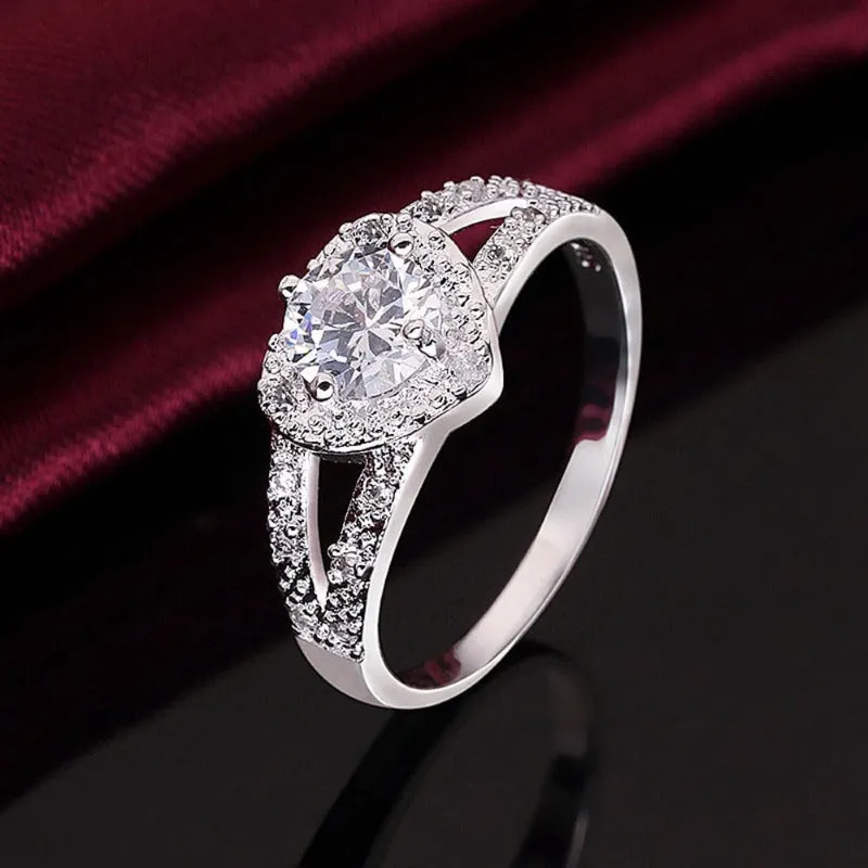 Clear Zircon Gemstone Ring Silver For Women Wedding Jewelry