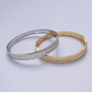 Clearance Pricing BLOWOUT 24K Gold Filled Round Baguette Cubic Zirconia Bar Bangle Bracelet in Gold & Silver | WA-1412 WA-1413
