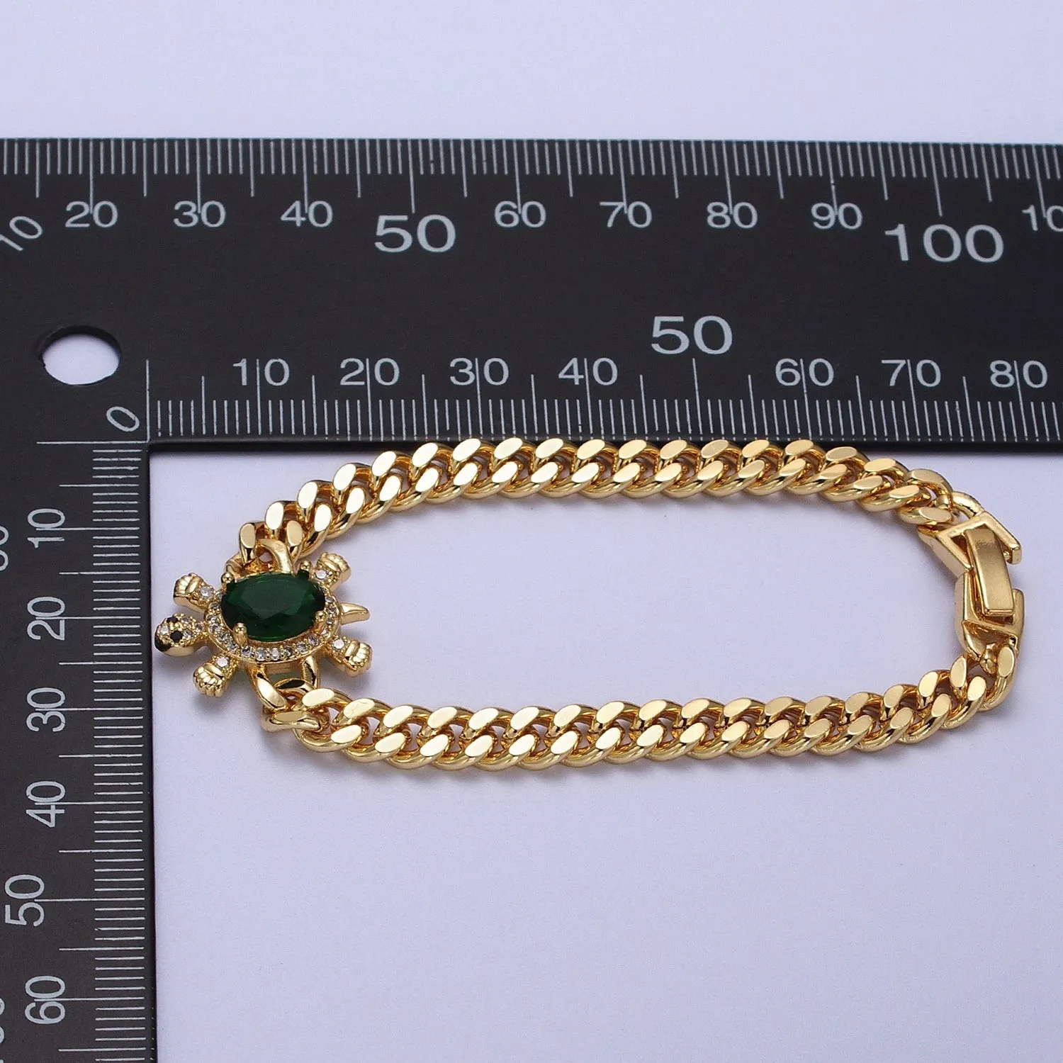 Clearance Pricing BLOWOUT 24K Gold Filled Sea Turtle Micro Paved Cubic Zirconia Curb Bracelet | WA-1300 WA-1301 WA-1302