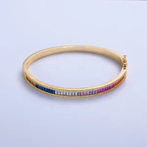Clearance Pricing BLOWOUT Dainty Gold Baguette CZ Diamond Bangle Bracelet Color Ombre CZ Party Wear Stackable Jewelry WA-975