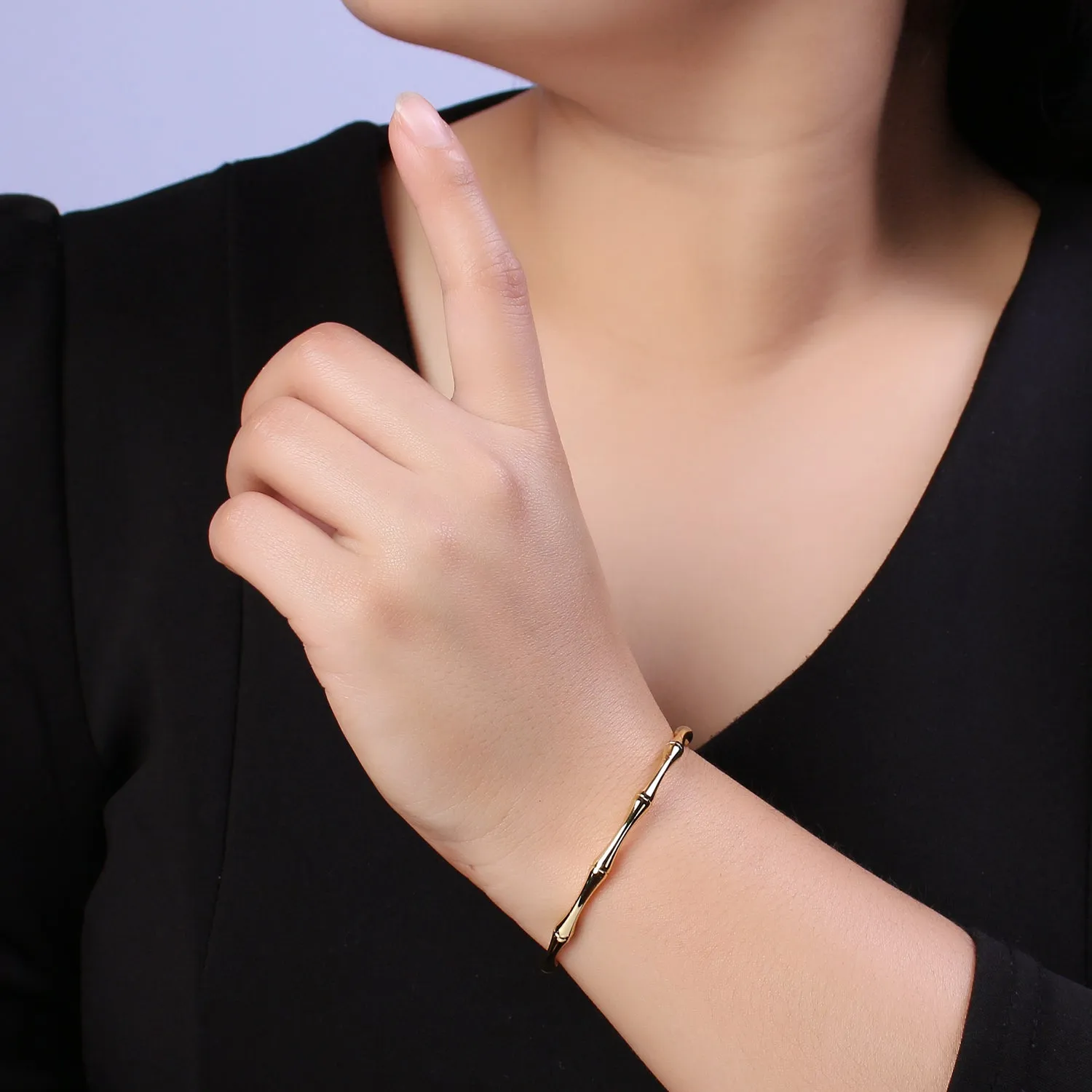 Clearance Pricing BLOWOUT Dainty Gold bamboo bangle bracelet Open Cuff Bracelet Adjustable Stackable jewelry Wholesale Fashion Jewelry WA-696 WA-697