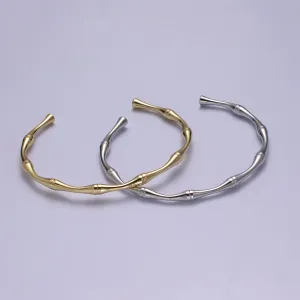 Clearance Pricing BLOWOUT Dainty Gold bamboo bangle bracelet Open Cuff Bracelet Adjustable Stackable jewelry Wholesale Fashion Jewelry WA-696 WA-697