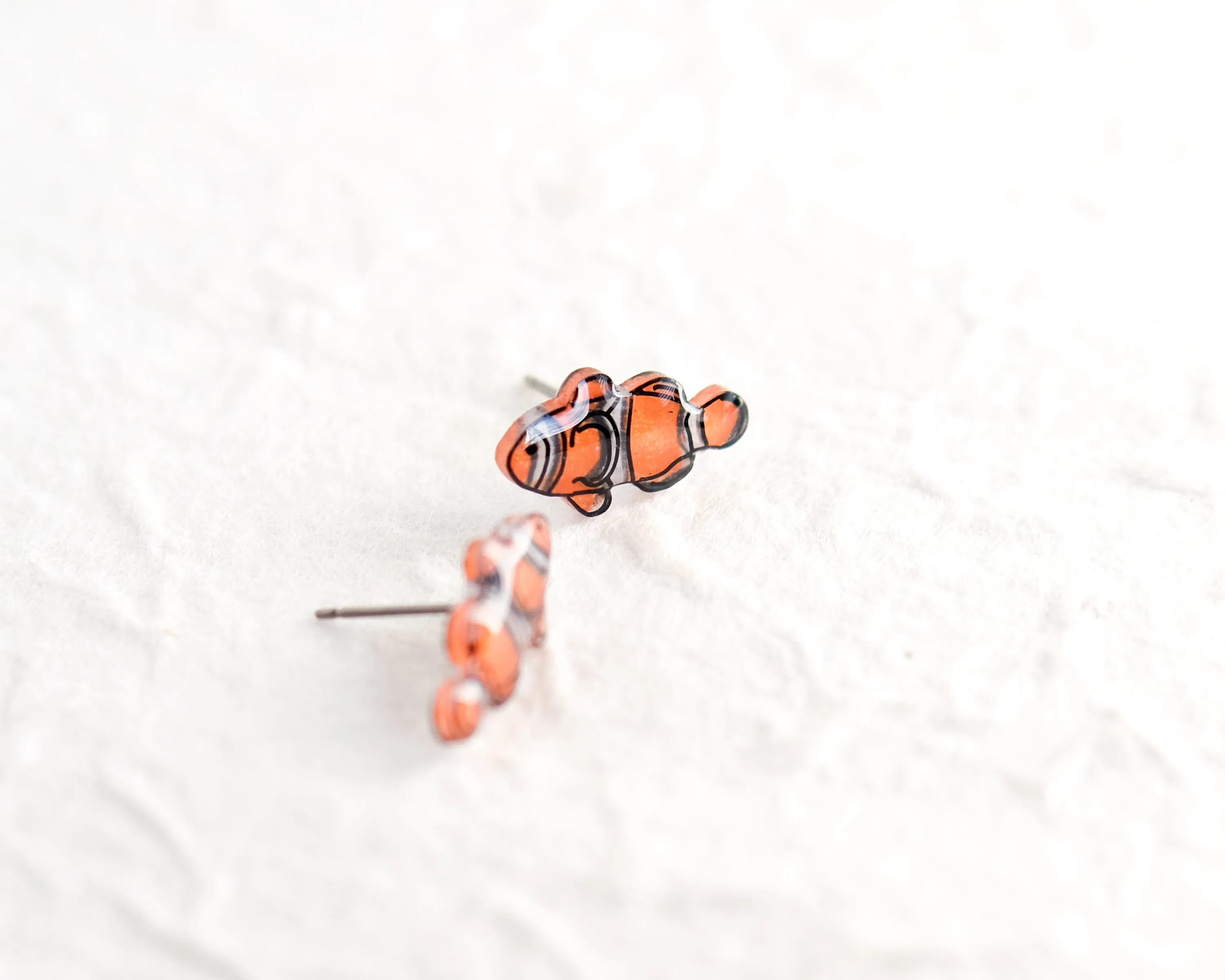 Clownfish Orange Ocean Stud Earrings