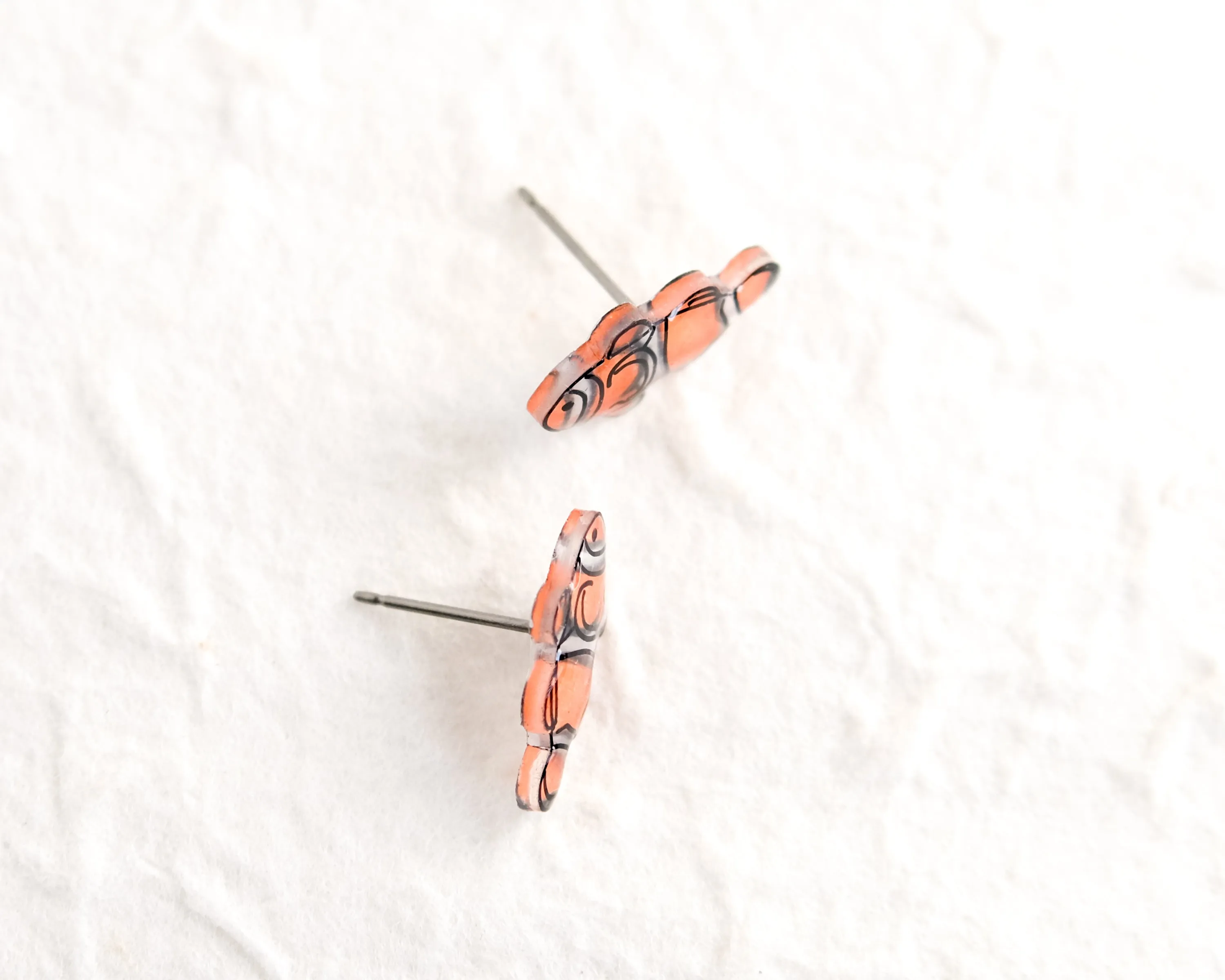 Clownfish Orange Ocean Stud Earrings