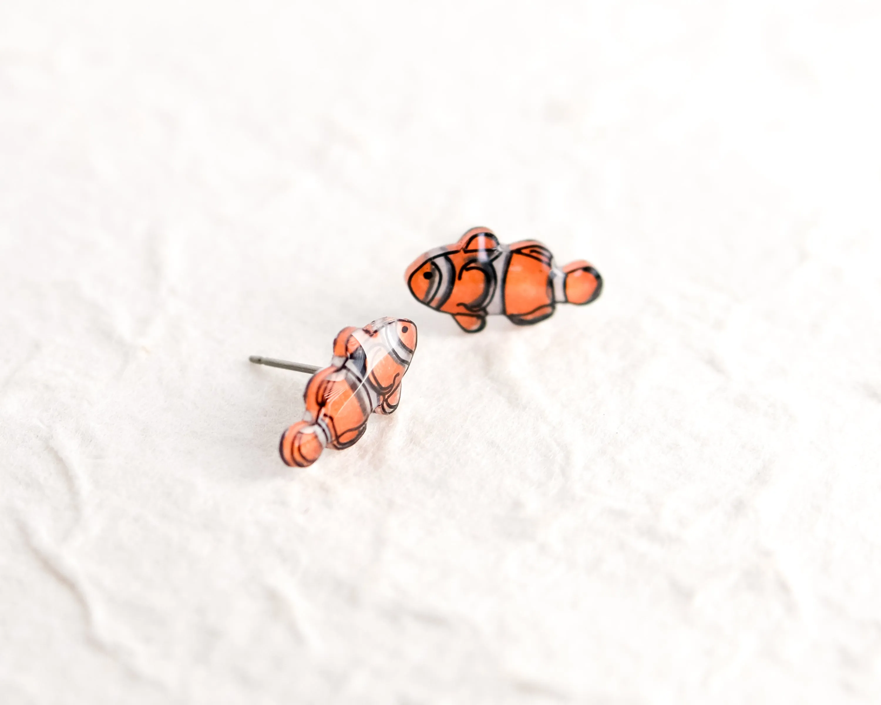 Clownfish Orange Ocean Stud Earrings