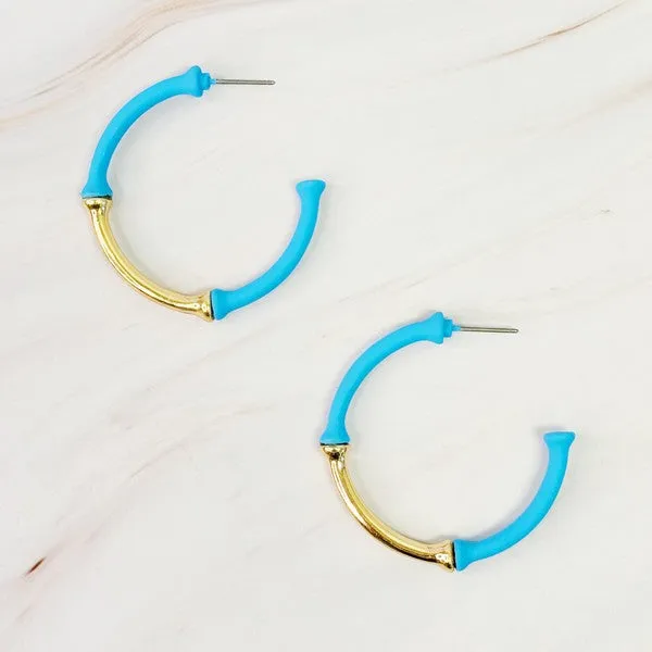 Color Coated Bamboo Hoop Earrings