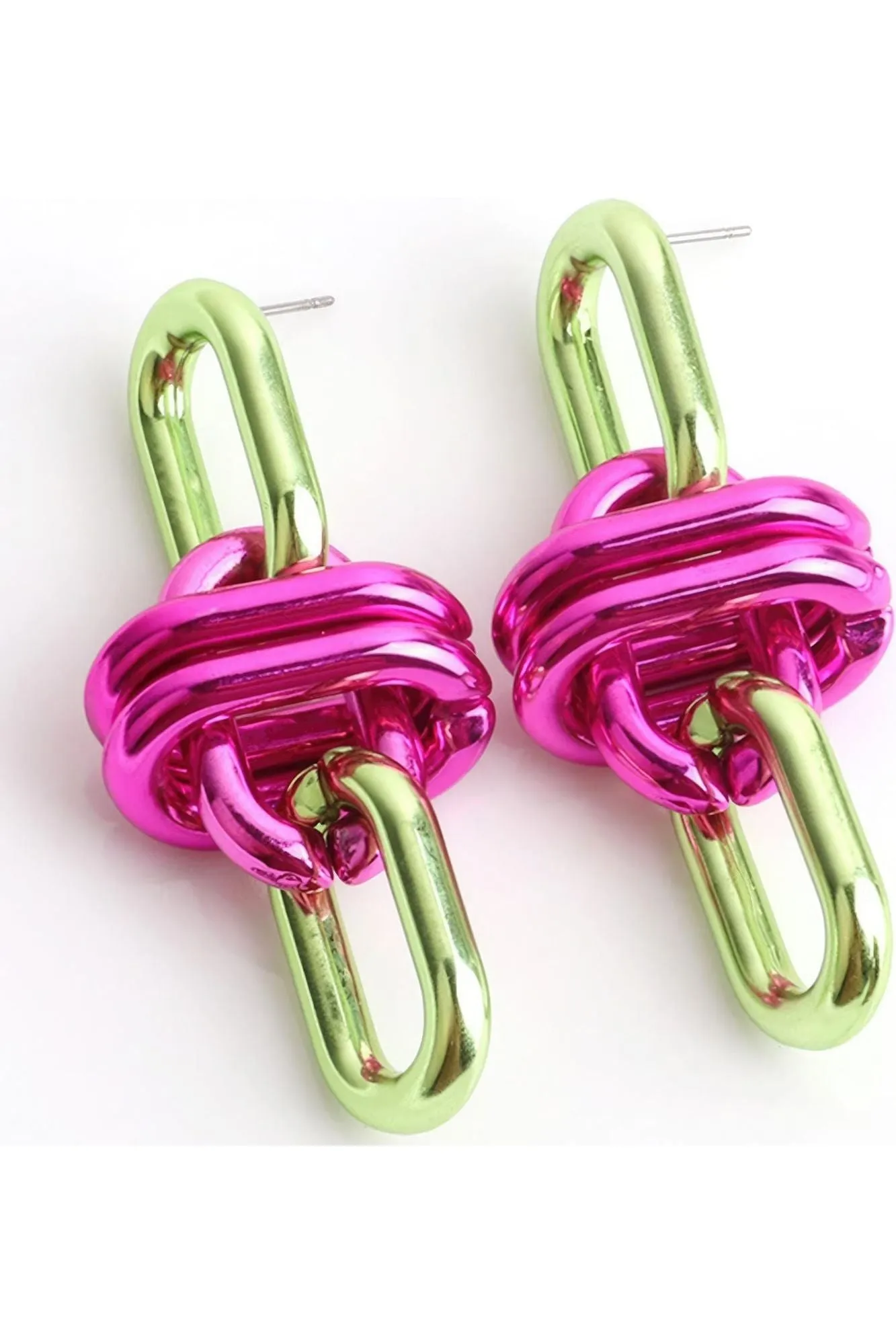 Color Metal Oval Link Earring