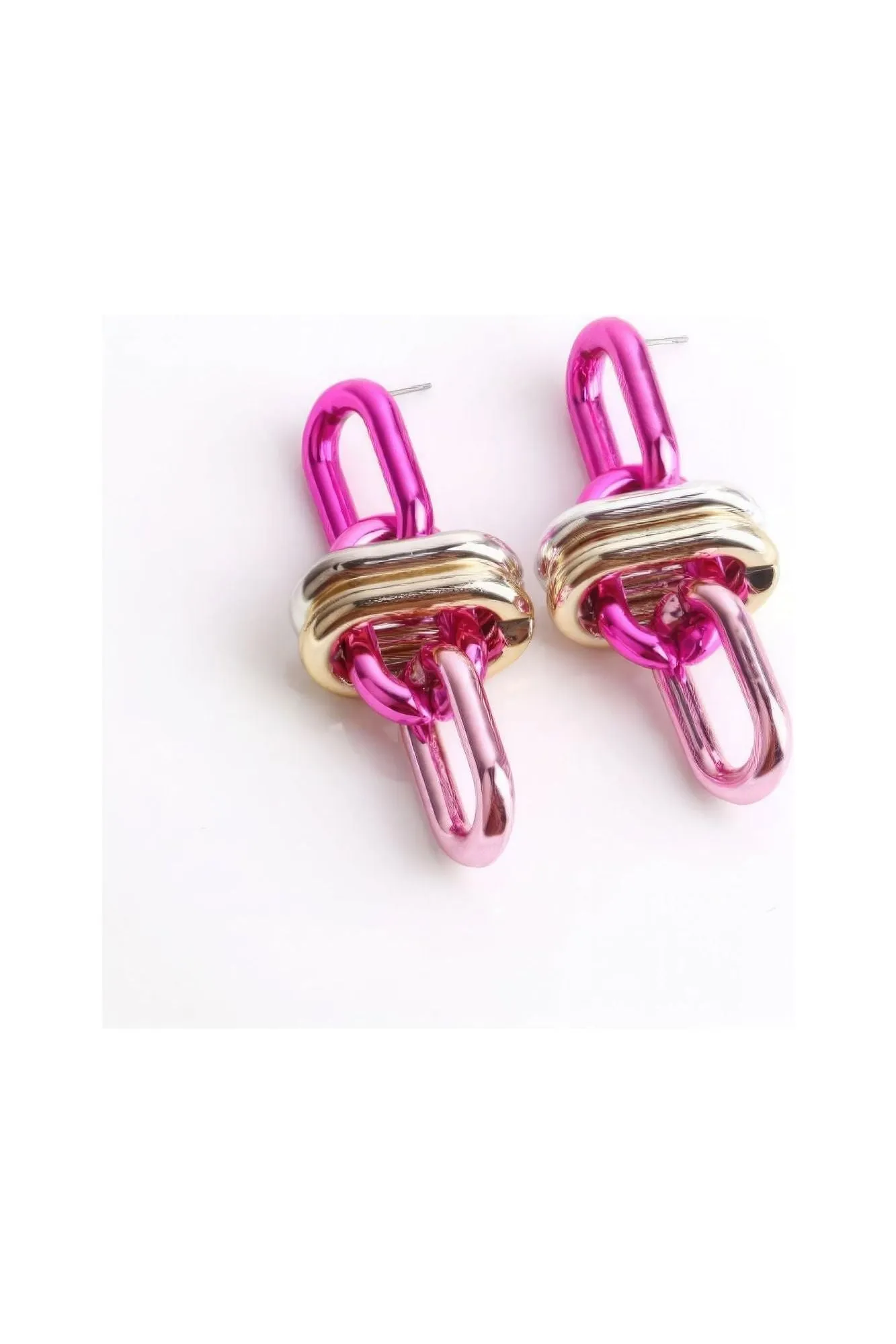 Color Metal Oval Link Earring