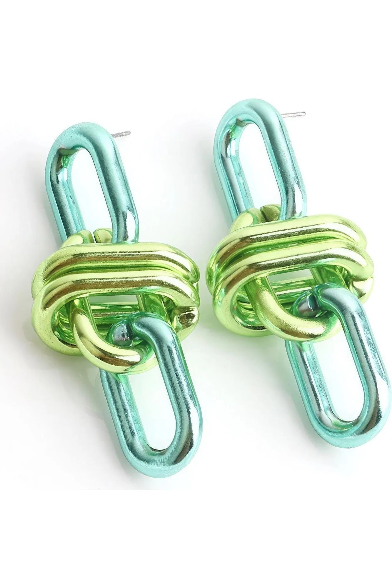 Color Metal Oval Link Earring