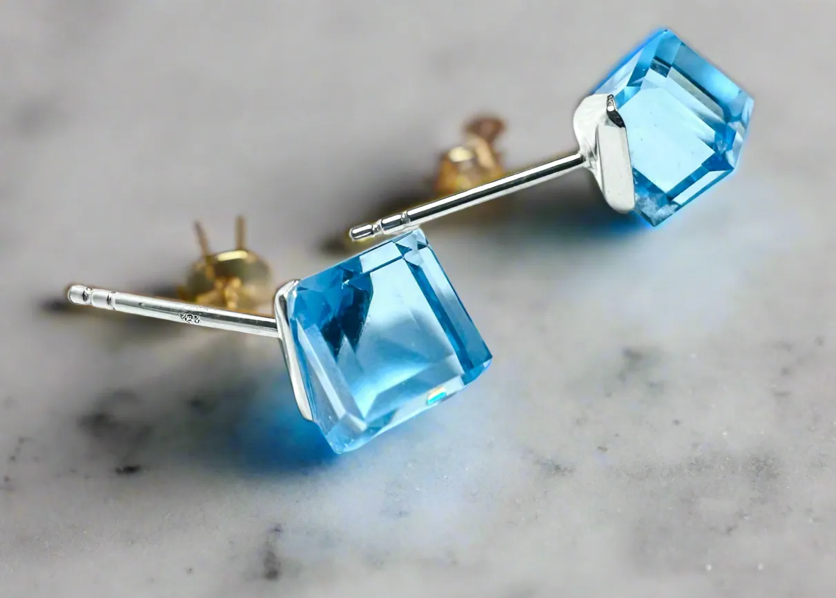 Crystal Ice Cube Stud Earrings