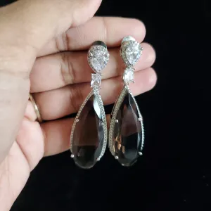 Cubic Zirconia Classic Earring With Rhodium Plating Mehendi