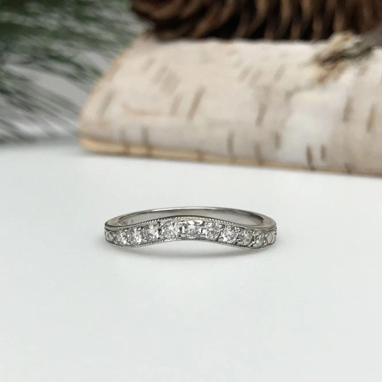 Curved Milgrain Wedding Band - Classic Wedding Ring