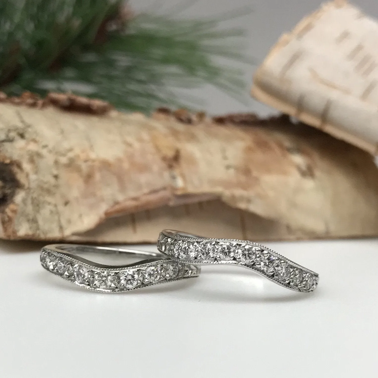 Curved Milgrain Wedding Band - Classic Wedding Ring
