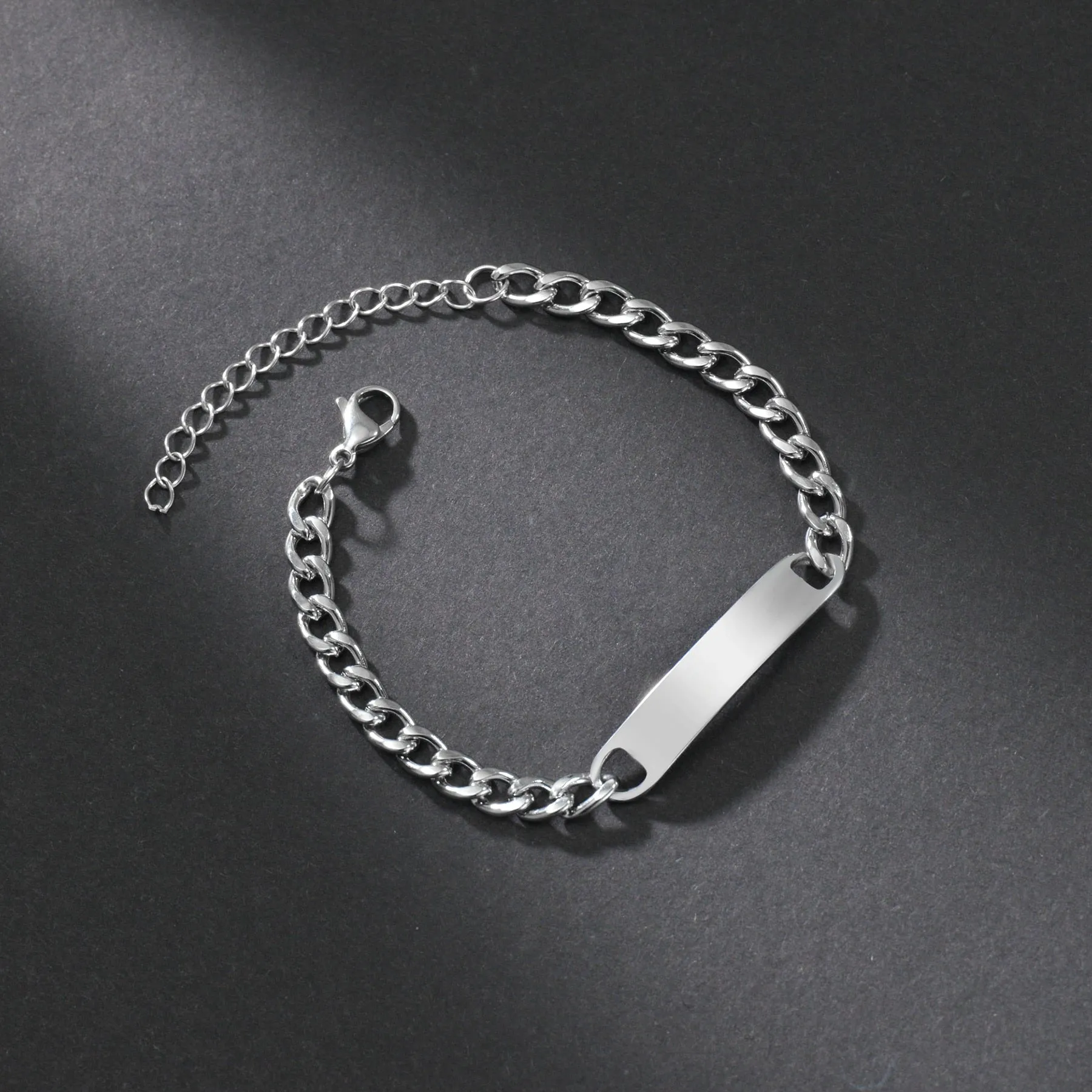 Custom Engraved Punk Name Bracelets: Gold Color Stainless Steel Thick Hand Chain for Personalized Couple's Jewelry Gift - Men's and Women's Fashion Accessory