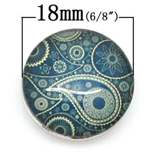 Cyan Tear Drop Design Glass Chunk Charm Button Fits Chunk Bracelet 18mm for Noosa Style Bracelet