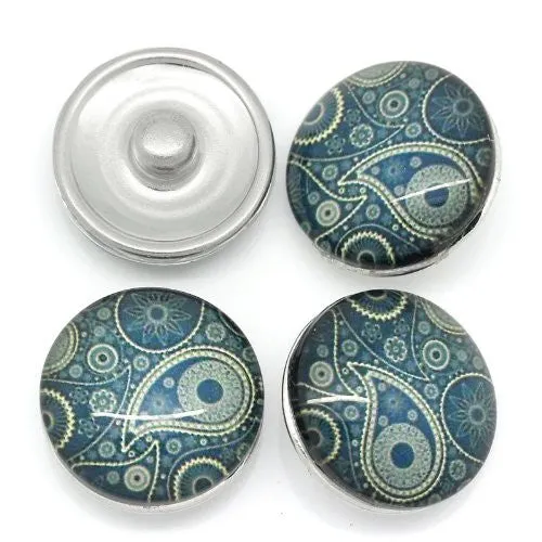 Cyan Tear Drop Design Glass Chunk Charm Button Fits Chunk Bracelet 18mm for Noosa Style Bracelet