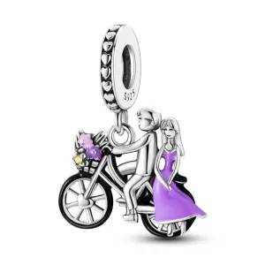 Cycolinks Purple Duo Sterling Silver Bicycle Charm